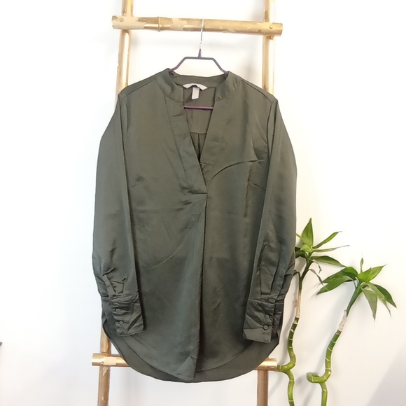 H&M Satin Khaki Blouse - Picture 4 of 16